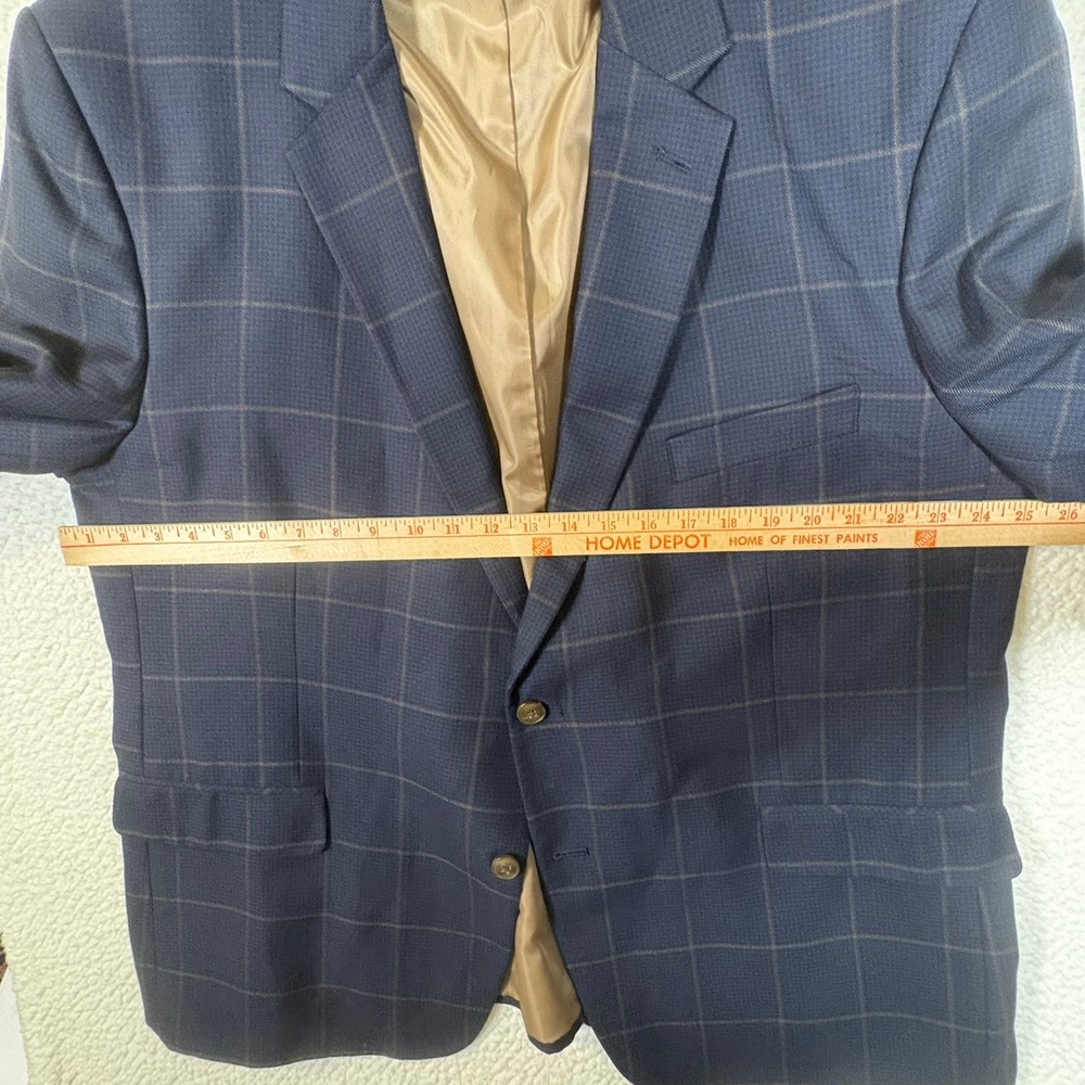 Haggar Mens 50R Classic Fit Navy Blue Windowpane Plaid Blazer HJ10312-412 - Picture 11 of 13